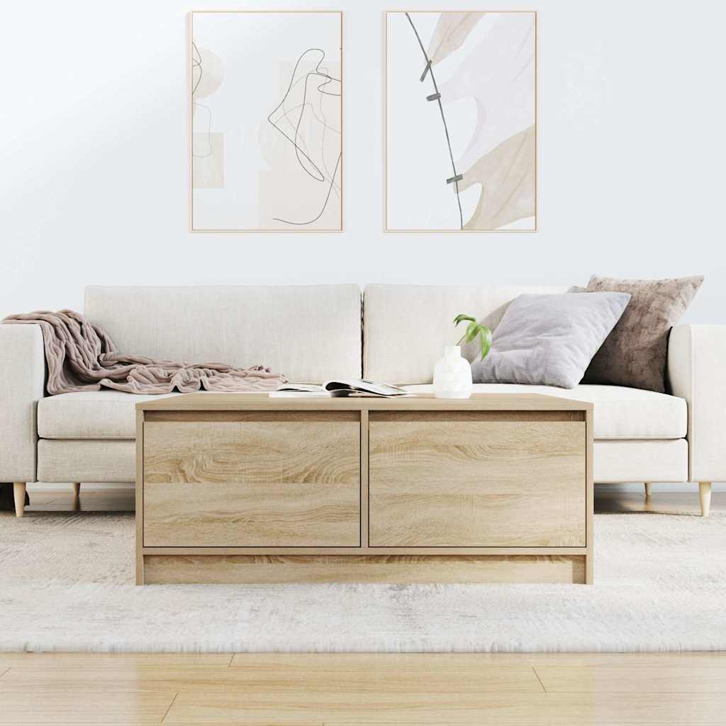 vidaXL Masuta de cafea cu sertare Stejar Sonoma 100x100x40 cm