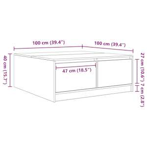 Konferenční stolek se zásuvkami Sonoma Dub 100x100x40 cm - obrázek 13