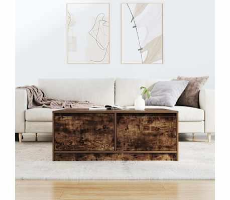 vidaXL Coffee Table with Drawers Smoked Oak 100x100x40 cm