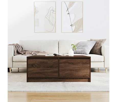 vidaXL Tavolino da Salotto con Cassetti Rovere Marrone 100x100x40 cm