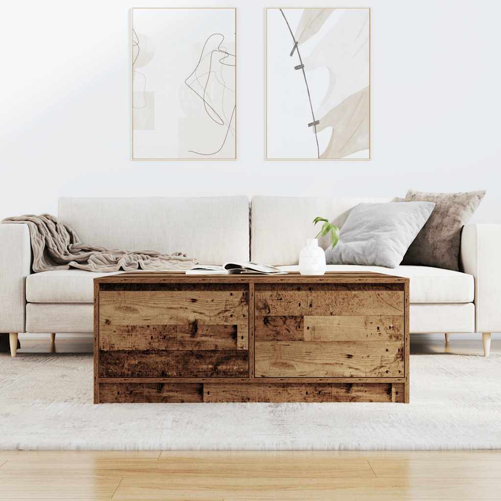 vidaXL antik fa dohányzóasztal fiókokkal 100x100x40 cm