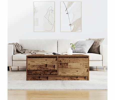 vidaXL Stolik kawowy z szufladami Stare drewno 100x100x40 cm