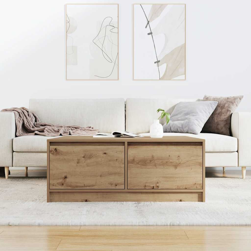 vidaXL konferenčný stolík so zásuvkami, dub artisan 100x100x40 cm
