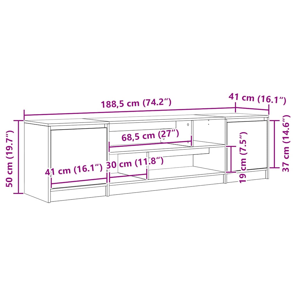188.5 cm / Sonoma-eg - Billede 12