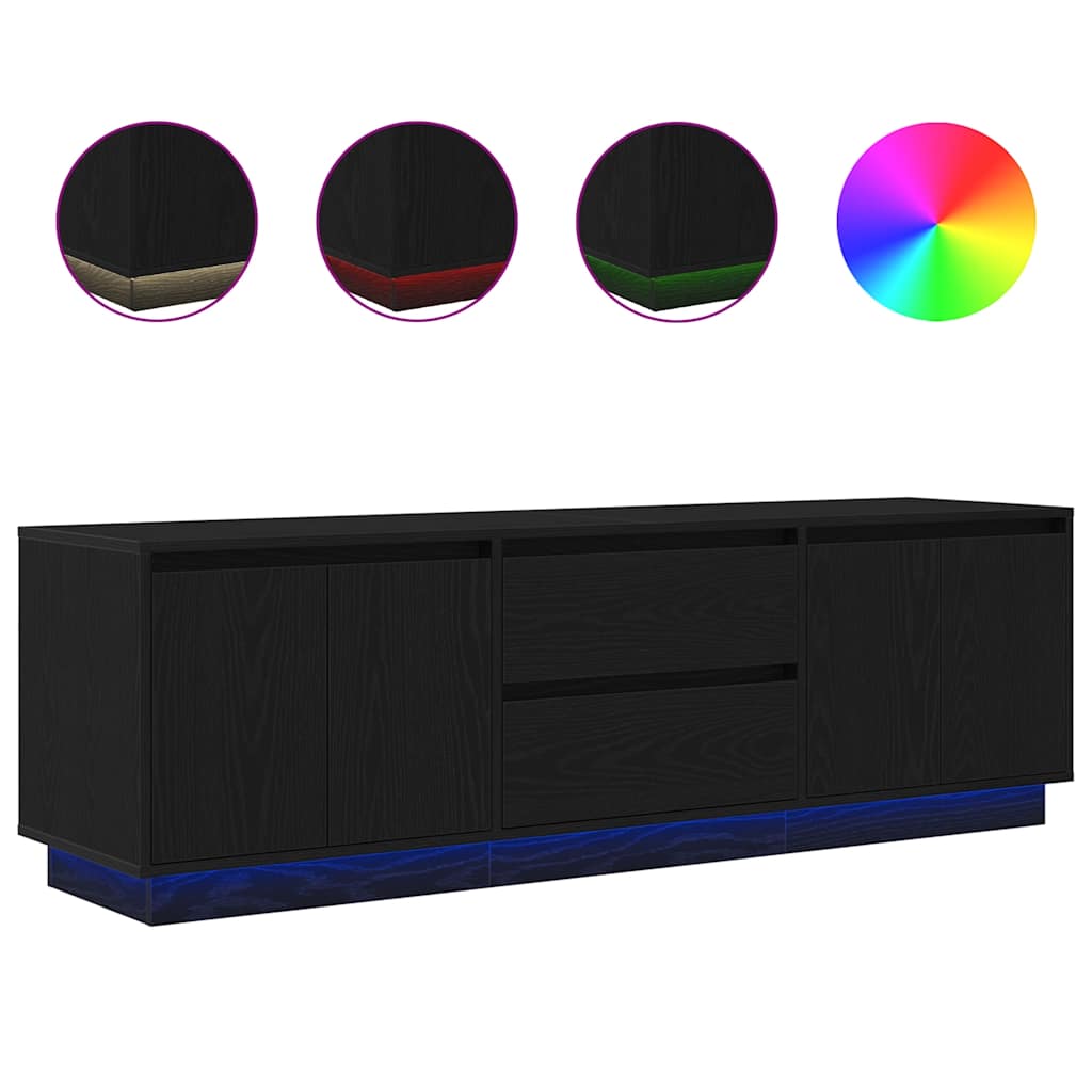 vidaXL TV skříňka s LED osvětlením černý dub 160,5x41x50 cm