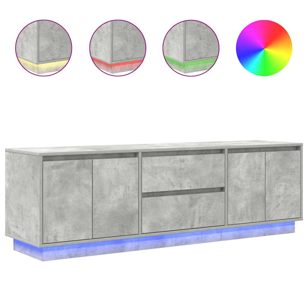 vidaXL TV skrinka s LED svetlami betónovo sivá 160,5x41x50 cm