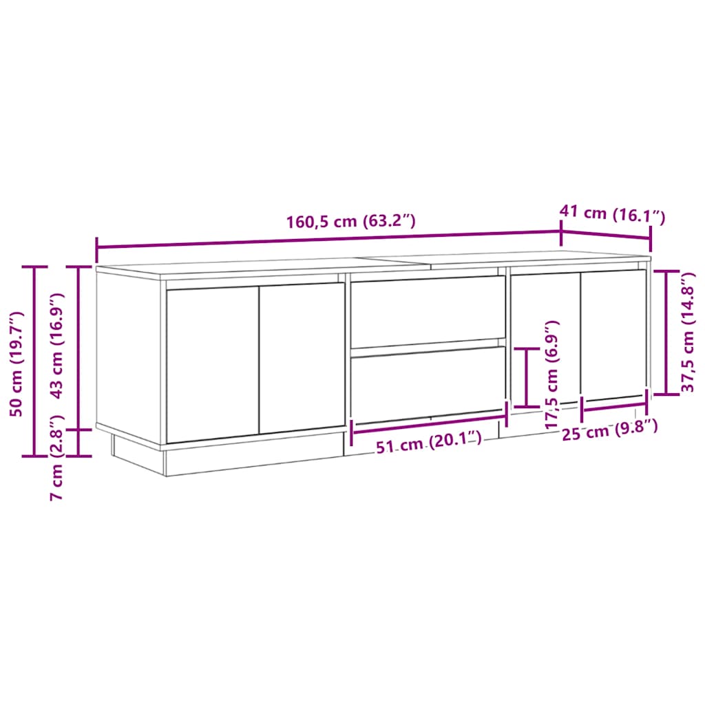 TV skříňka s LED osvětlením betonově šedá 160,5x41x50 cm - obrázek 15
