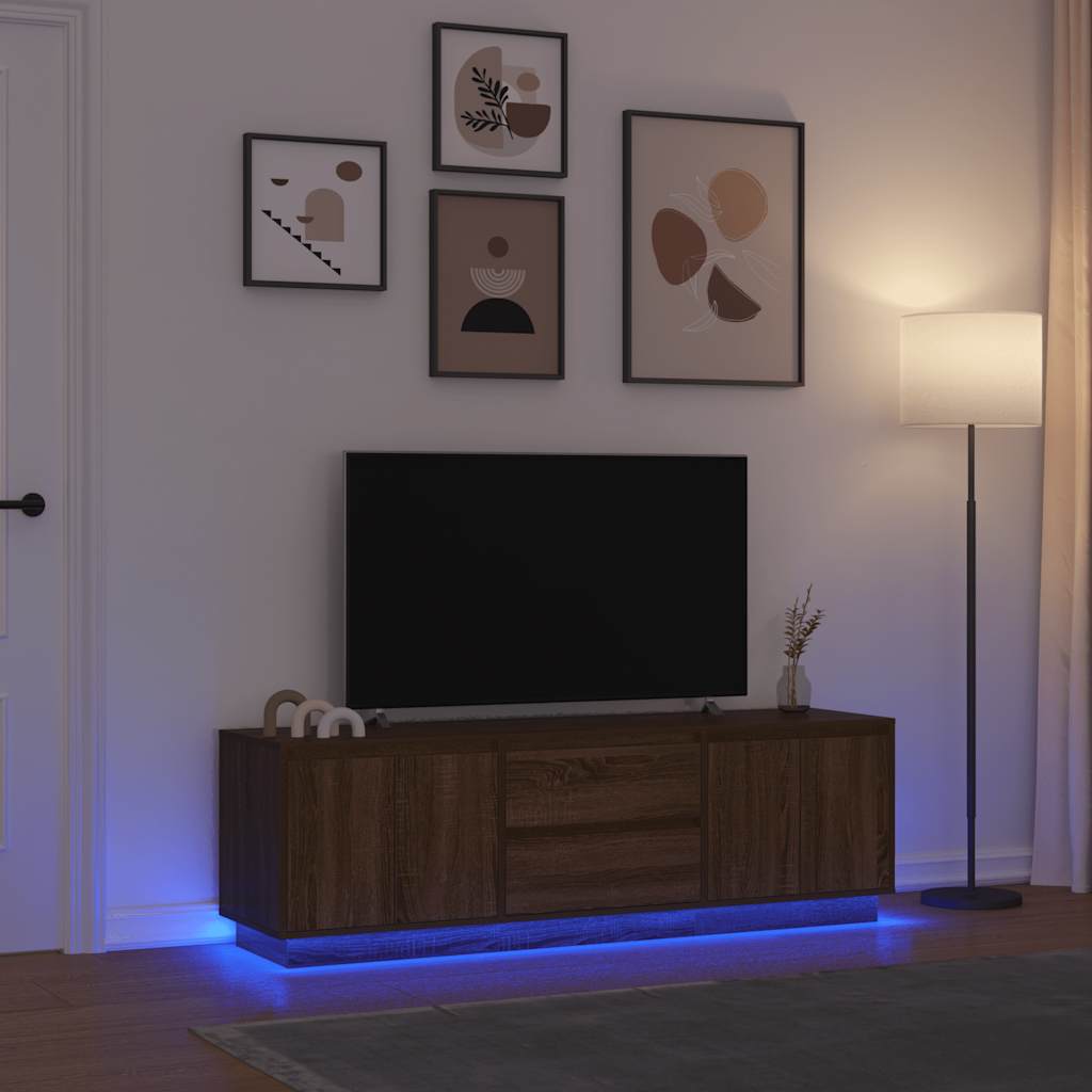 vidaXL Dulap TV cu lumini LED Stejar maro 160,5x41x50 cm