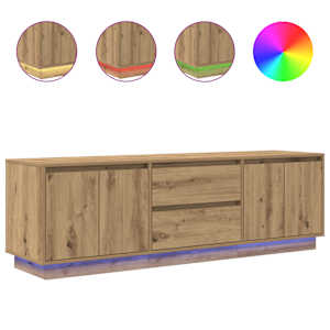 TV skříňka s LED osvětlením dub artisan 160,5x41x50 cm - obrázek 2