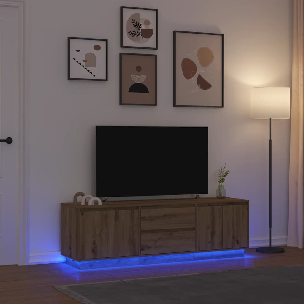 vidaXL Dulap TV cu lumini LED Artisan Stejar 160,5x41x50 cm