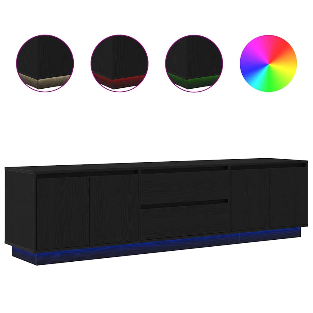 vidaXL TV skĹ™Ă­Ĺ�ka s LED osvÄ›tlenĂ­m ÄŤernĂ˝ dub 193,5x41x50 cm