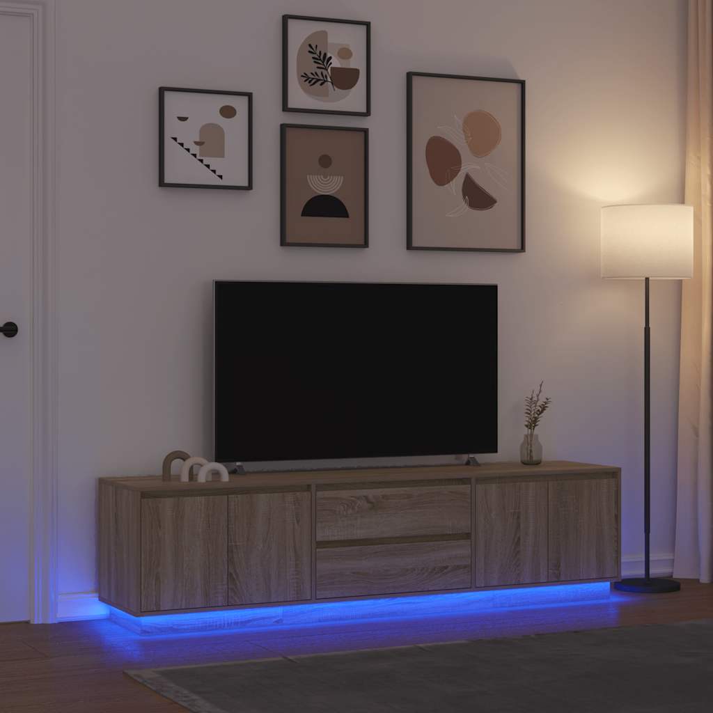 vidaXL Dulap TV cu lumini LED Stejar Sonoma 193,5x41x50 cm