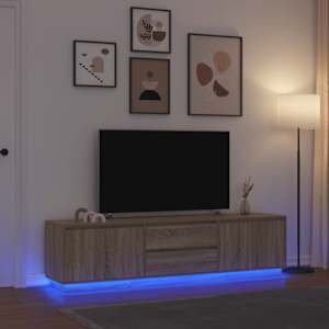 TV omarica z LED lučmi sonoma hrast 193,5x41x50 cm