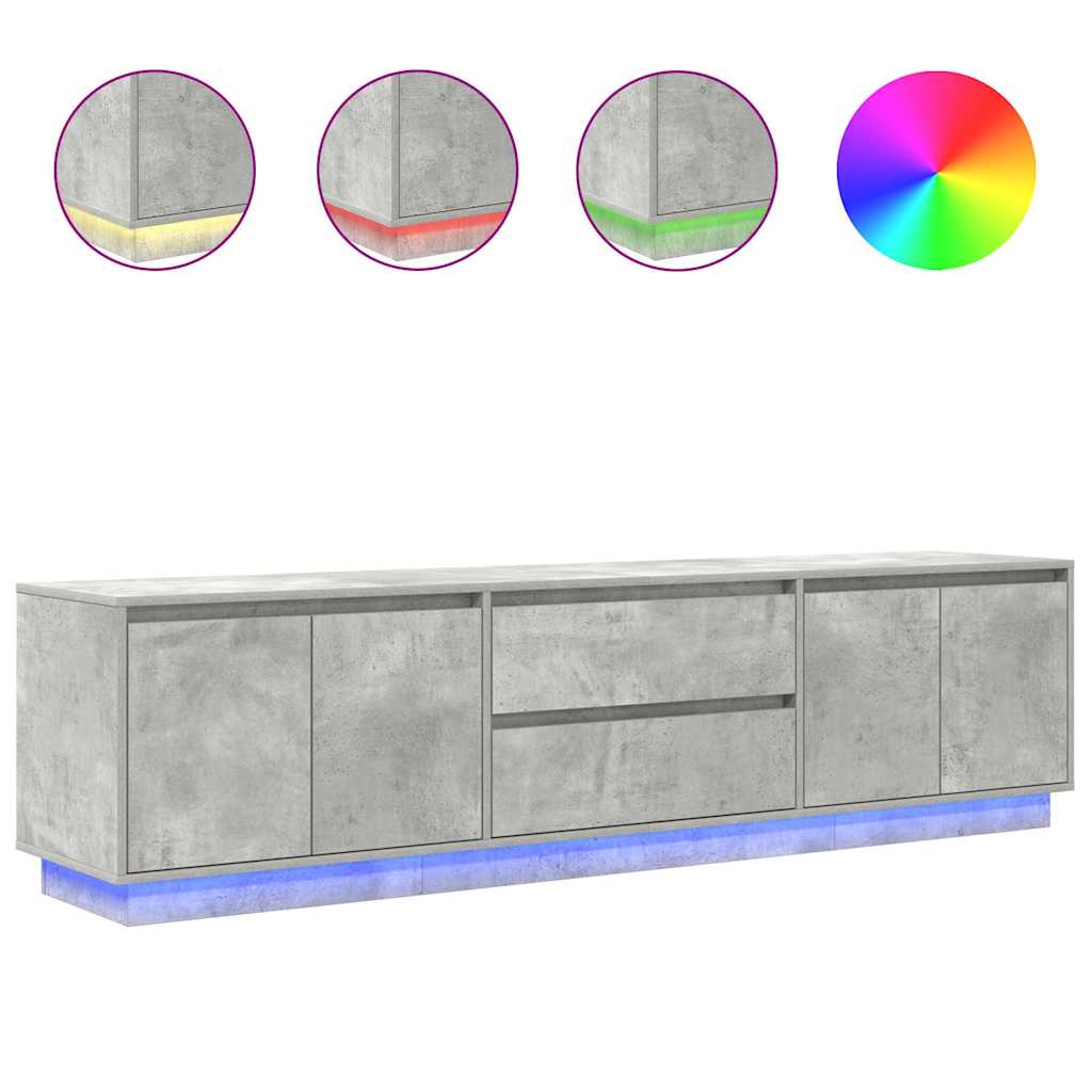 vidaXL TV skrinka s LED svetlami betónovo sivá 193,5x41x50 cm