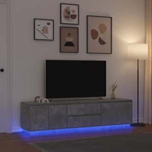 TV skříňka s LED osvětlením betonově šedá 193,5x41x50 cm - obrázek 1