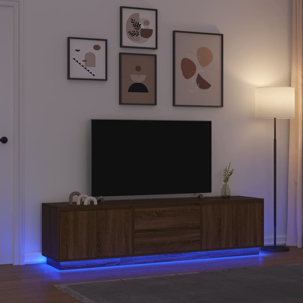 vidaXL Dulap TV cu lumini LED Stejar maro 193,5x41x50 cm