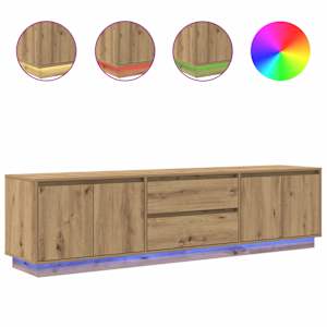 TV skříňka s LED osvětlením dub artisan 193,5x41x50 cm - obrázek 2