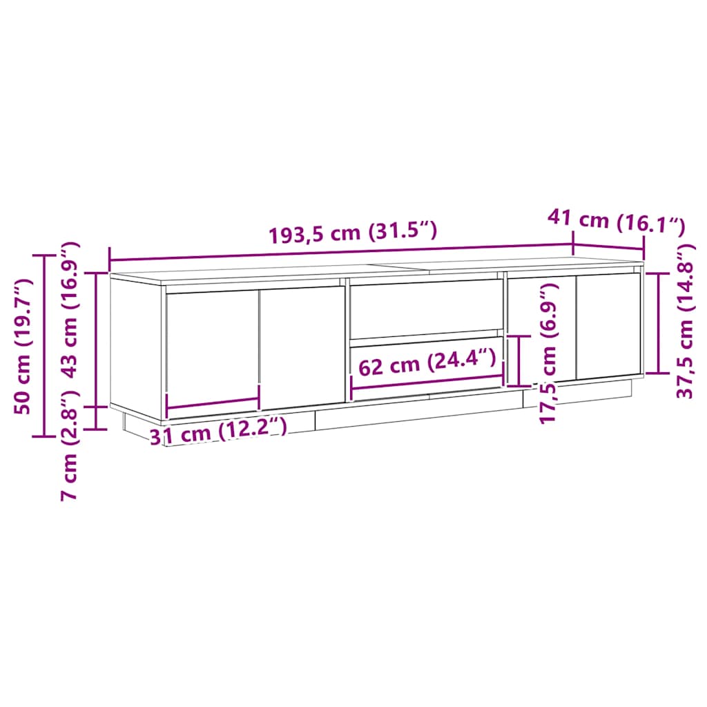 TV skříňka s LED osvětlením dub artisan 193,5x41x50 cm - obrázek 15