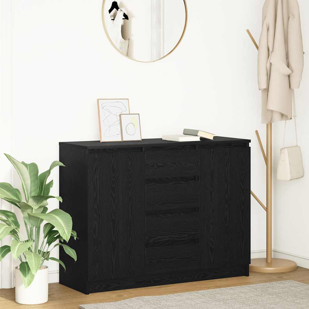 vidaXL Sideboard mit Schubladen Schwarz Eichen-Optik 100,5x35x76 cm