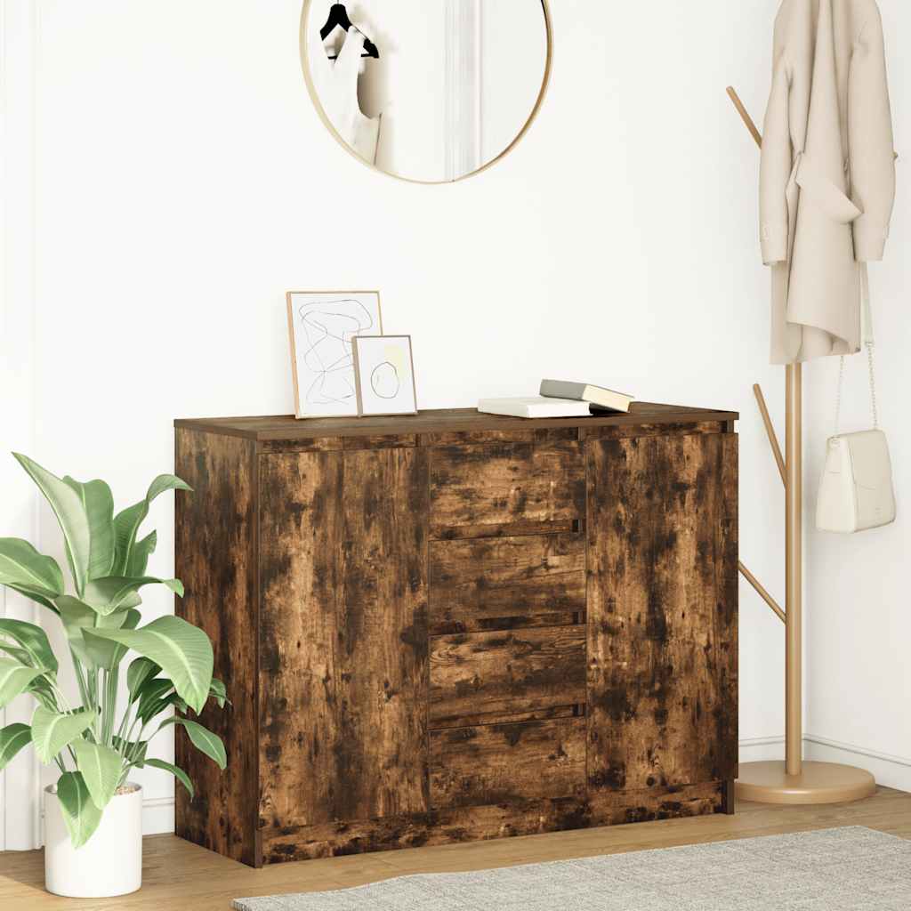 vidaXL Sideboard mit Schubladen Räuchereiche 100,5x35x76 cm