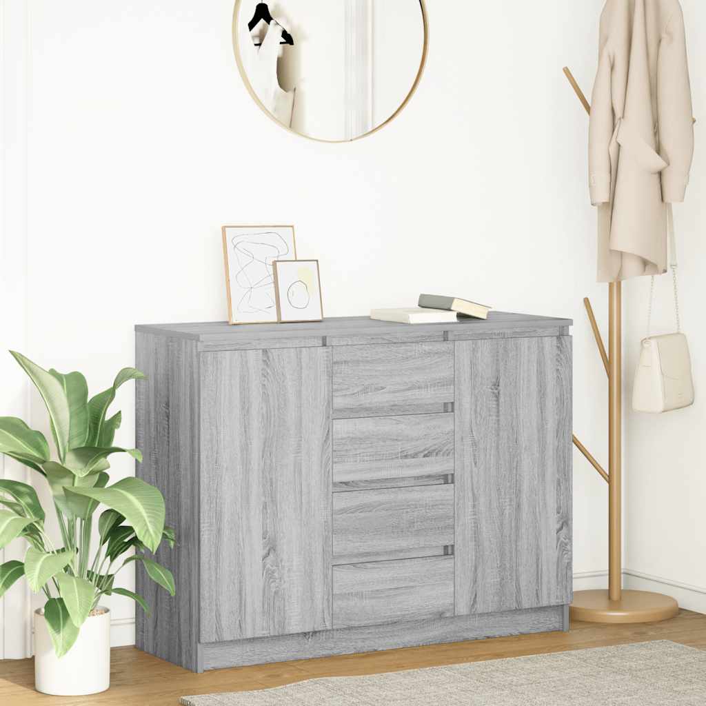 vidaXL Sideboard mit Schubladen Grau Sonoma 100,5x35x76 cm