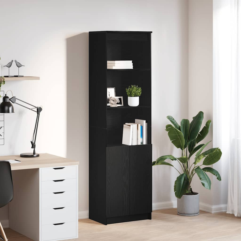 vidaXL Highboard Schwarz Eichen-Optik 50x35x180 cm Holzwerkstoff