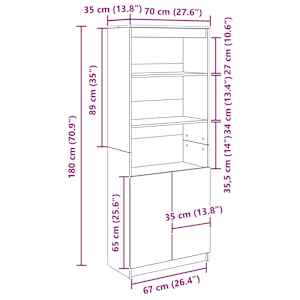 Skříň highboard bílá 70 x 35 x 180 cm kompozitní dřevo - obrázek 12