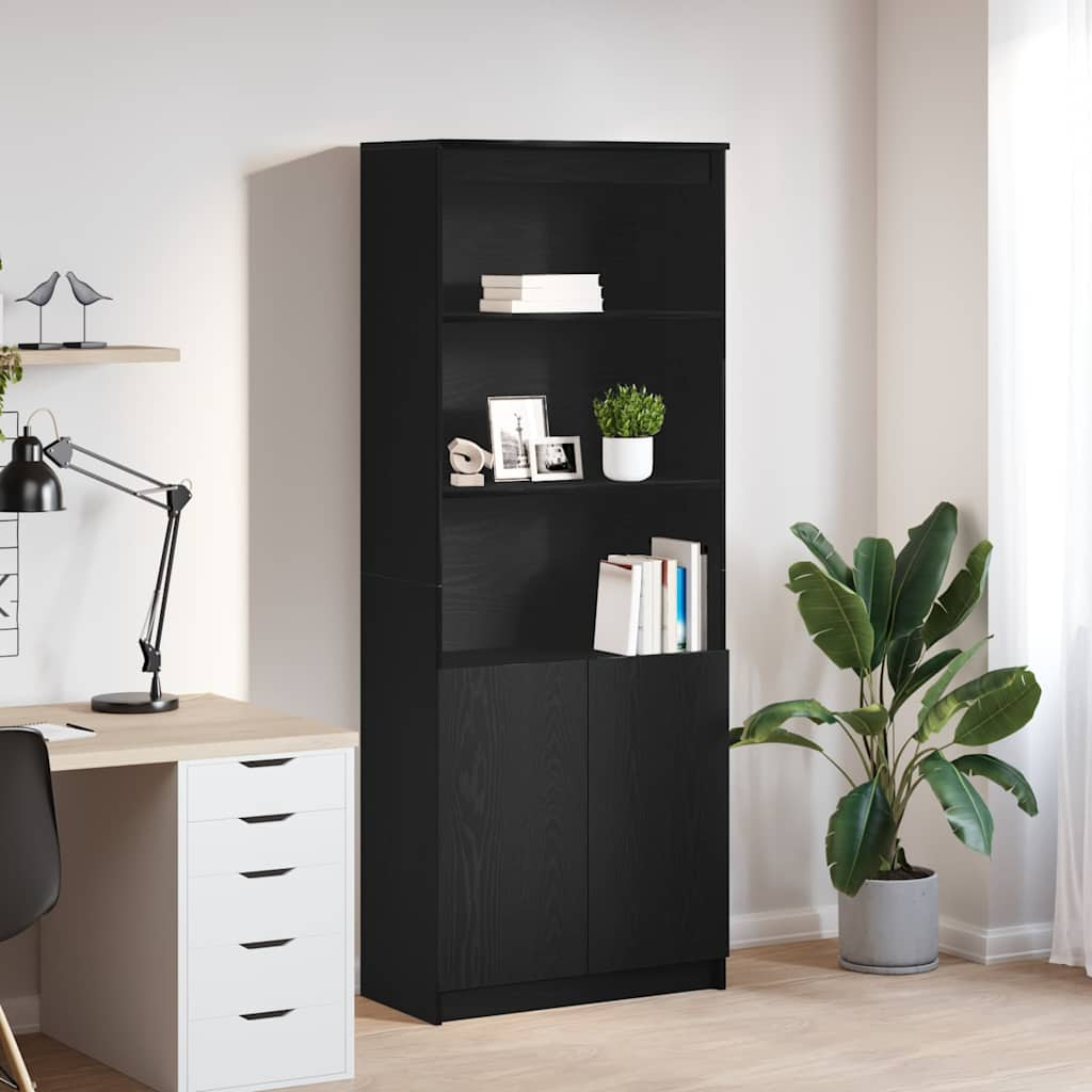 vidaXL Highboard Schwarz Eichen-Optik 70x35x180 cm Holzwerkstoff