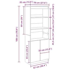 Skříň highboard kouřový dub 70 x 35 x 180 cm kompozitní dřevo - obrázek 12