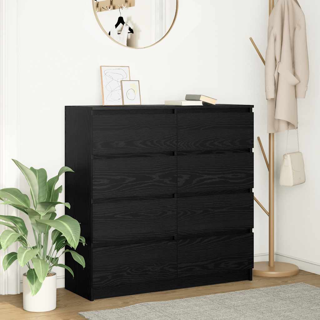 vidaXL Sideboard Schwarz Eichen-Optik 100x35x99 cm Holzwerkstoff