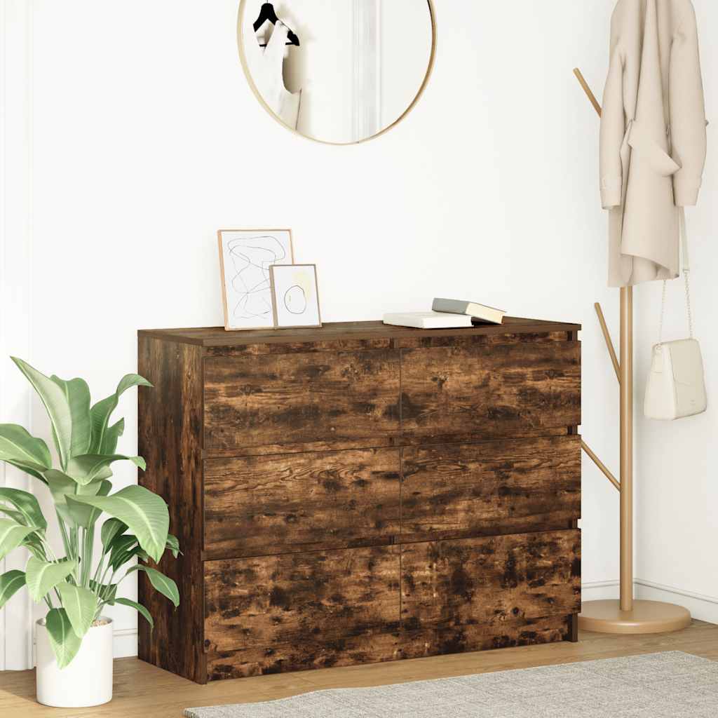 vidaXL Sideboard Räuchereiche 100x35x76 cm Holzwerkstoff