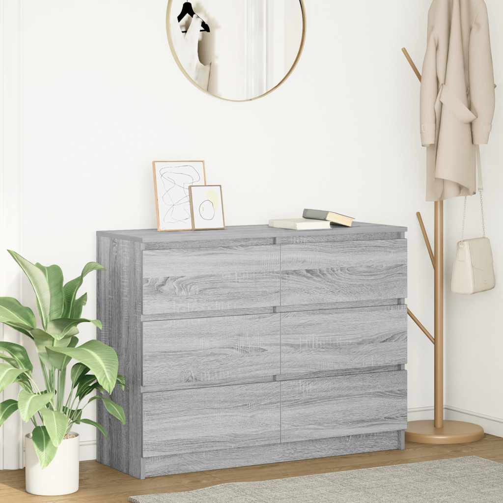 vidaXL Sideboard Grau Sonoma 100x35x76 cm Holzwerkstoff