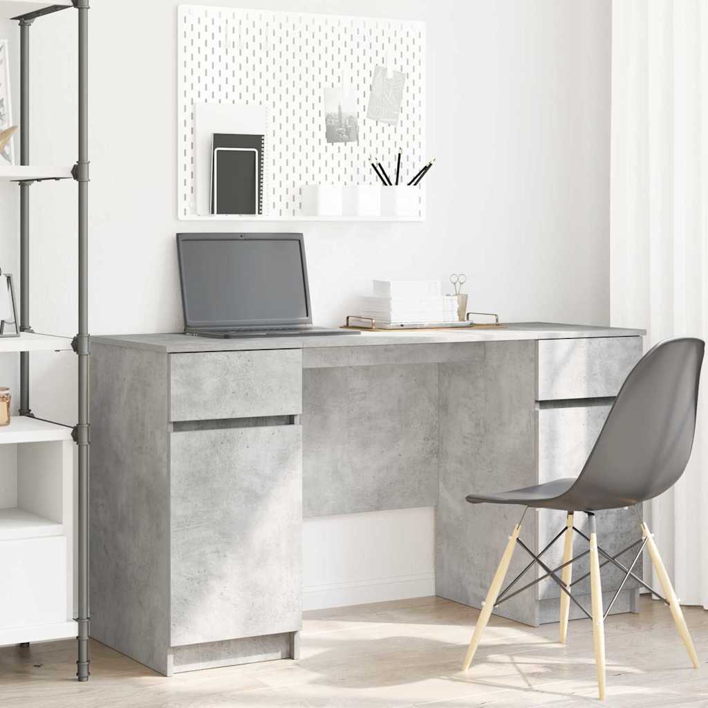 Bureau en béton gris 140x49x76 cm en bois d'ingénierie
