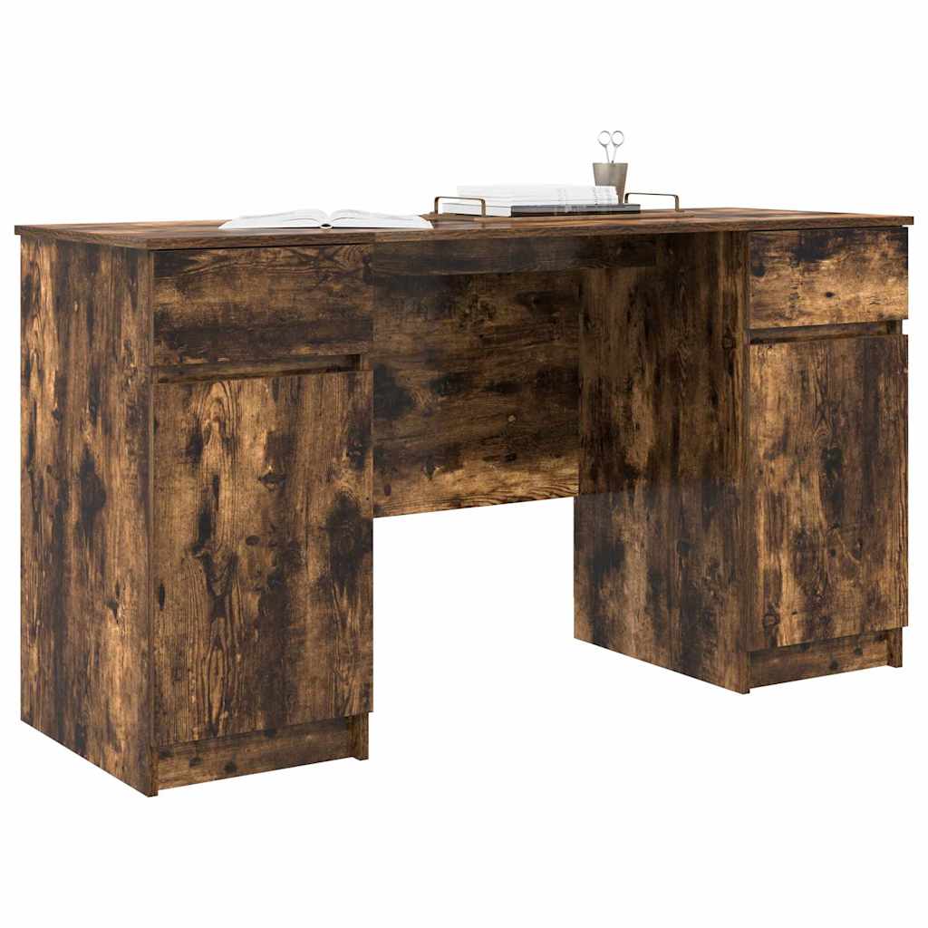 vidaXL Bureau Gerookt Eiken 140x49x76 cm Kunststof Hout