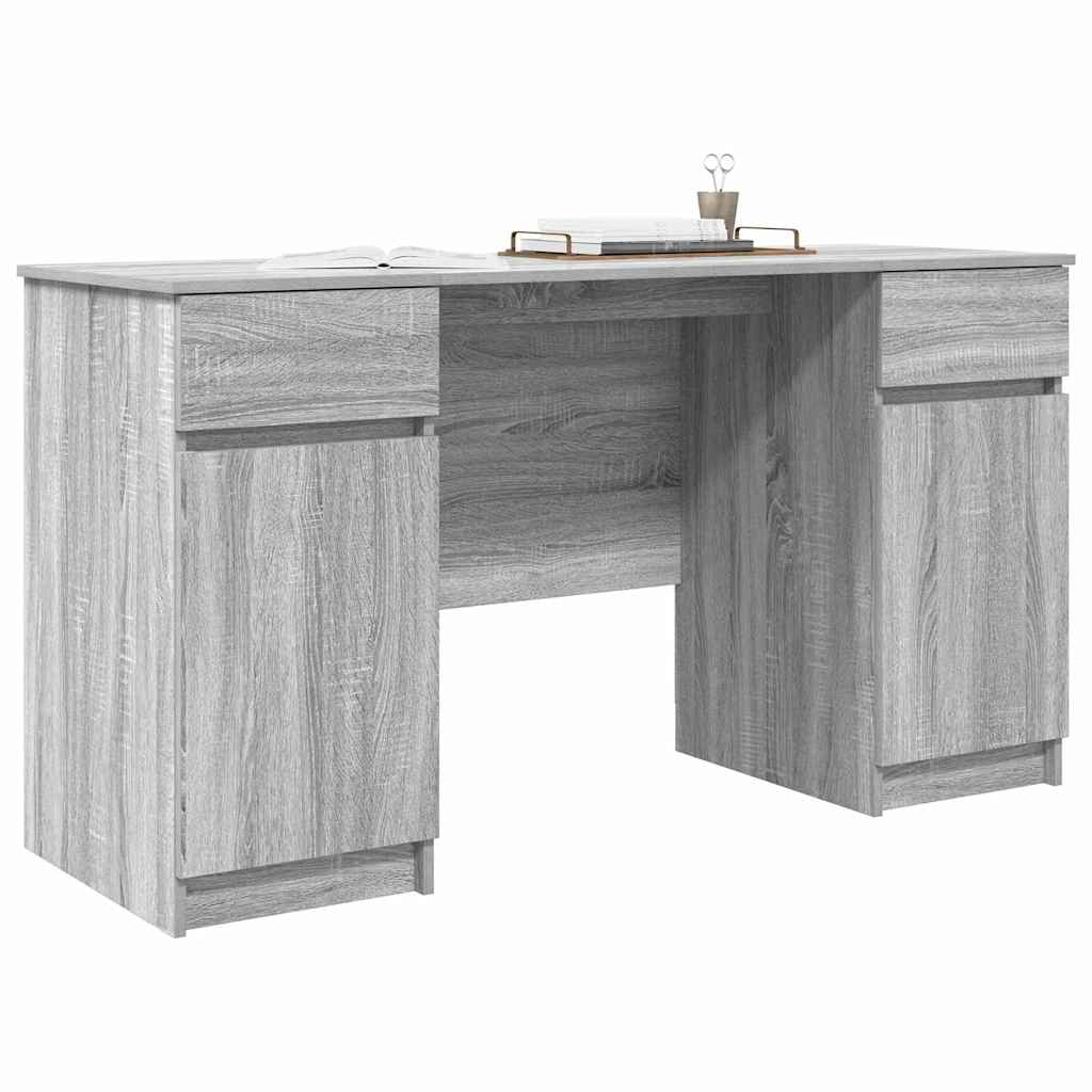 vidaXL Bureau Grijs Sonoma 140x49x76 cm Gevoerd Hout