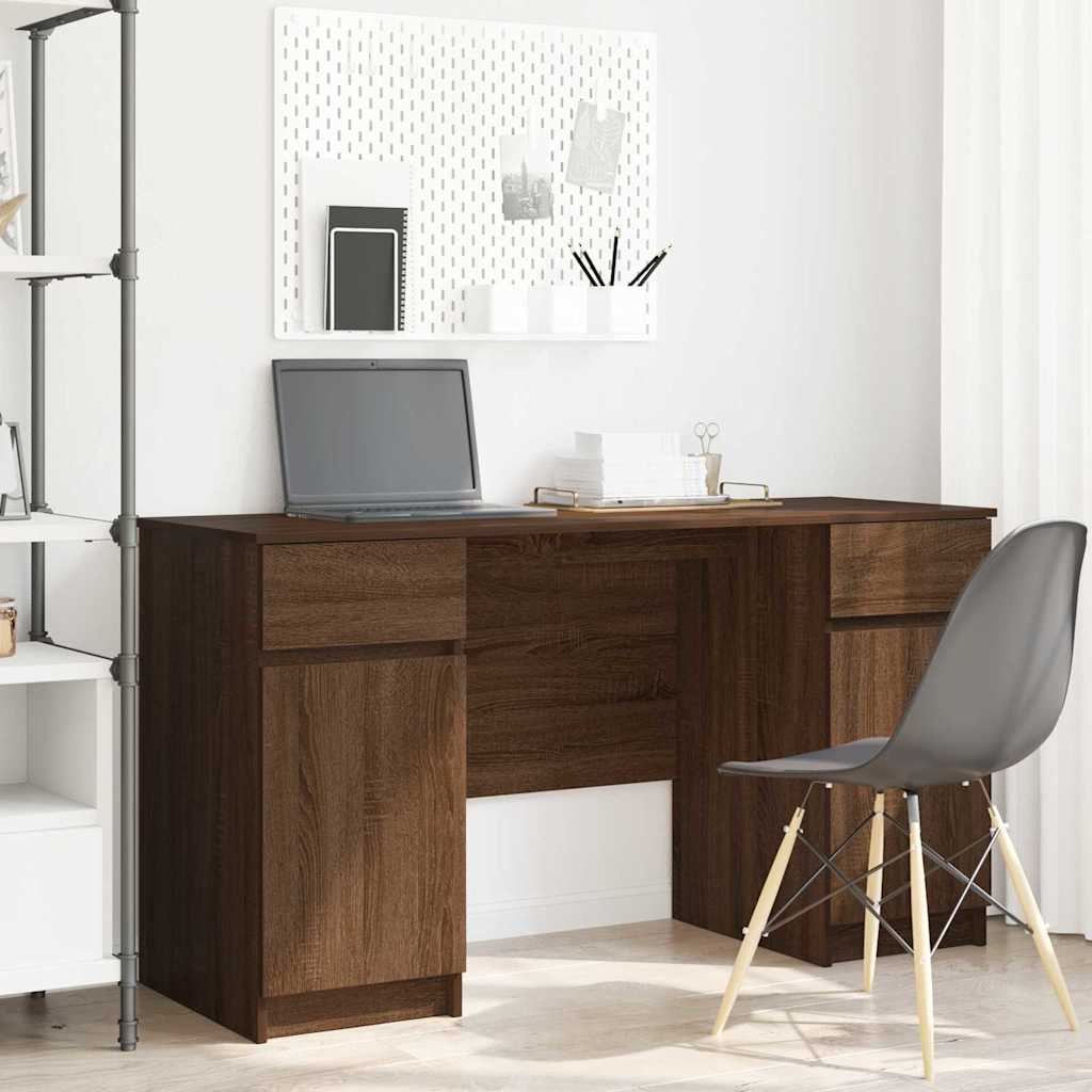Bureau vidaXL Marron en Chêne 140x49x76 cm en Bois d'ingénierie