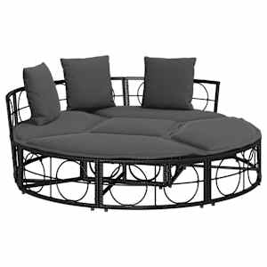 Venkovní lůžko bez baldachýnu Black Poly Rattan - obrázek 2