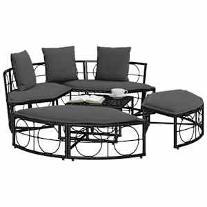 Venkovní lůžko bez baldachýnu Black Poly Rattan - obrázek 4