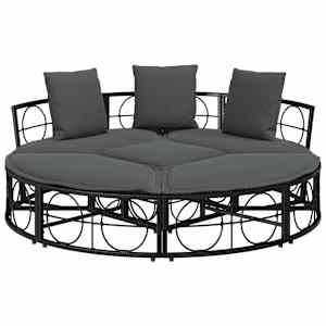 Venkovní lůžko bez baldachýnu Black Poly Rattan - obrázek 6