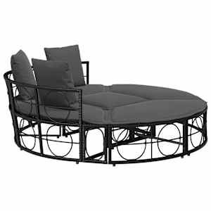 Venkovní lůžko bez baldachýnu Black Poly Rattan - obrázek 7