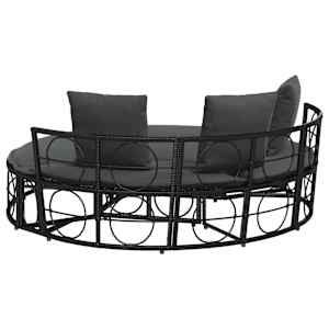 Venkovní lůžko bez baldachýnu Black Poly Rattan - obrázek 8