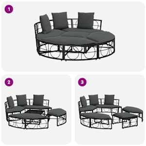 Venkovní lůžko bez baldachýnu Black Poly Rattan - obrázek 9