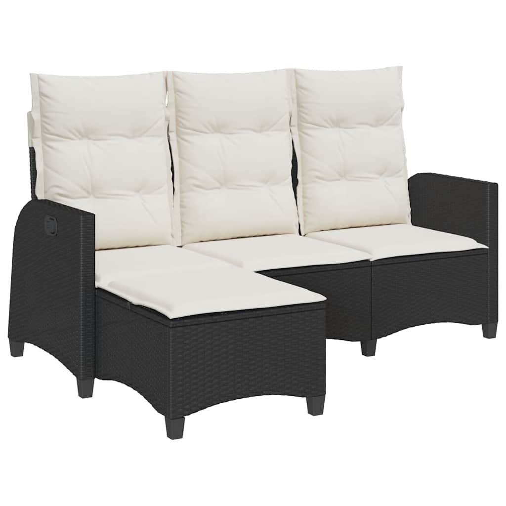 Thumbnail - vidaXL Gartensofa mit Liegefunktion Kissen L-Form Schwarz Poly Rattan