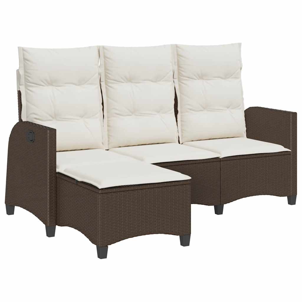 vidaXL Reclining Garden Sofa z blazinami v obliki črke L Brown