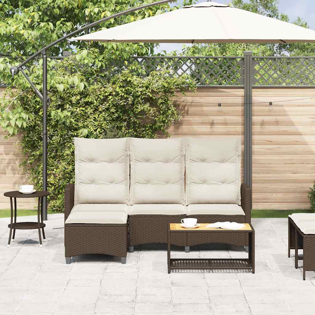 vidaXL Verstelbare tuinbank met kussens L-vormig poly rattan bruin afbeelding