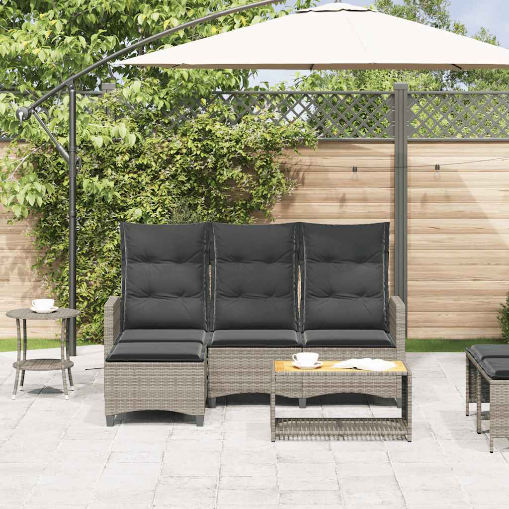 vidaXL Verstelbare tuinbank met kussens L-vormig poly rattan grijs afbeelding