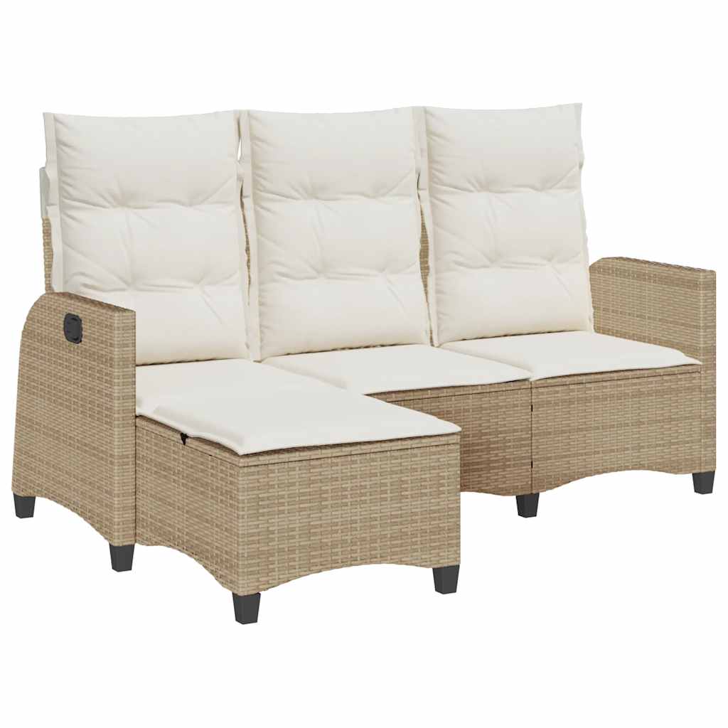 Thumbnail - vidaXL Gartensofa mit Liegefunktion Kissen L-Form Beige Poly Rattan