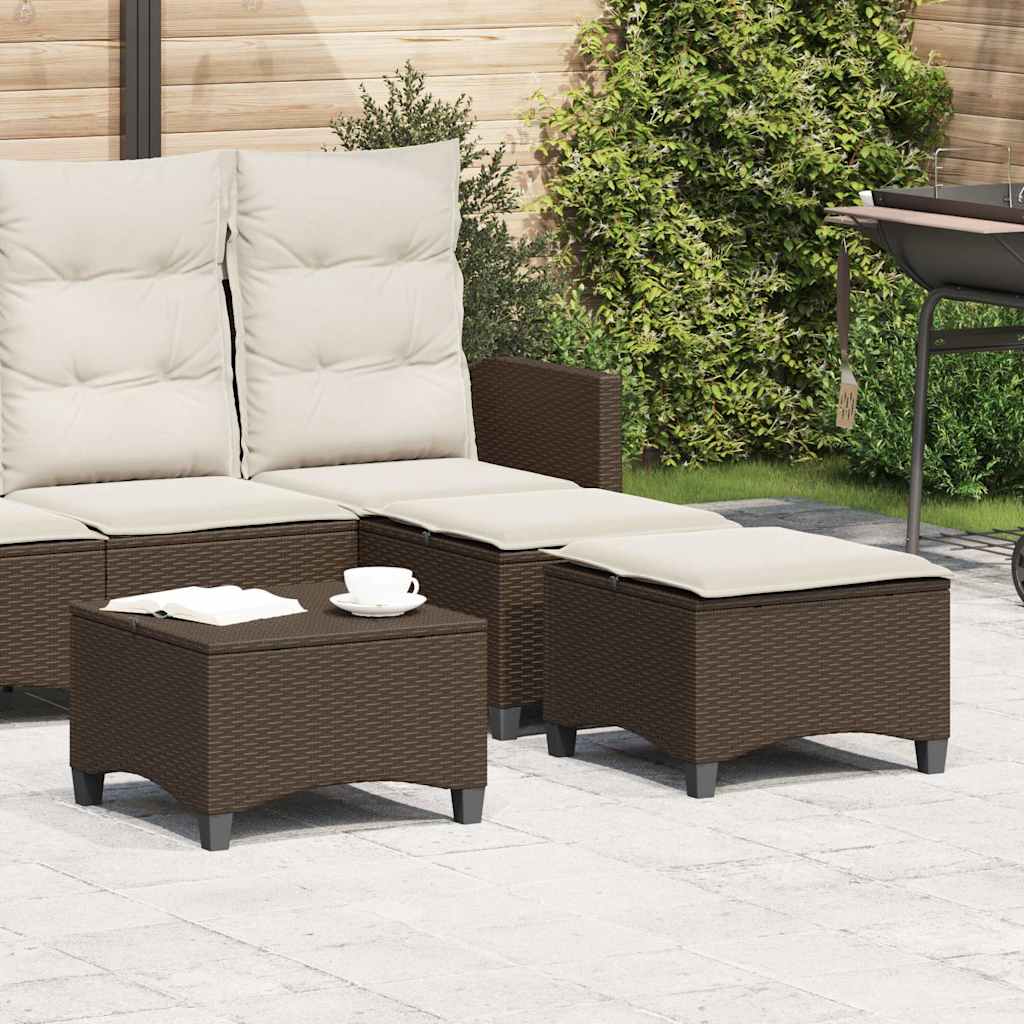 vidaXL Gartenhocker mit Kissen 2 Stk. Braun 55x55x36 cm Poly Rattan