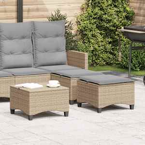 Vrtni stolčki z blazinami 2 kosa Bež 55x55x36 cm Poly Rattan