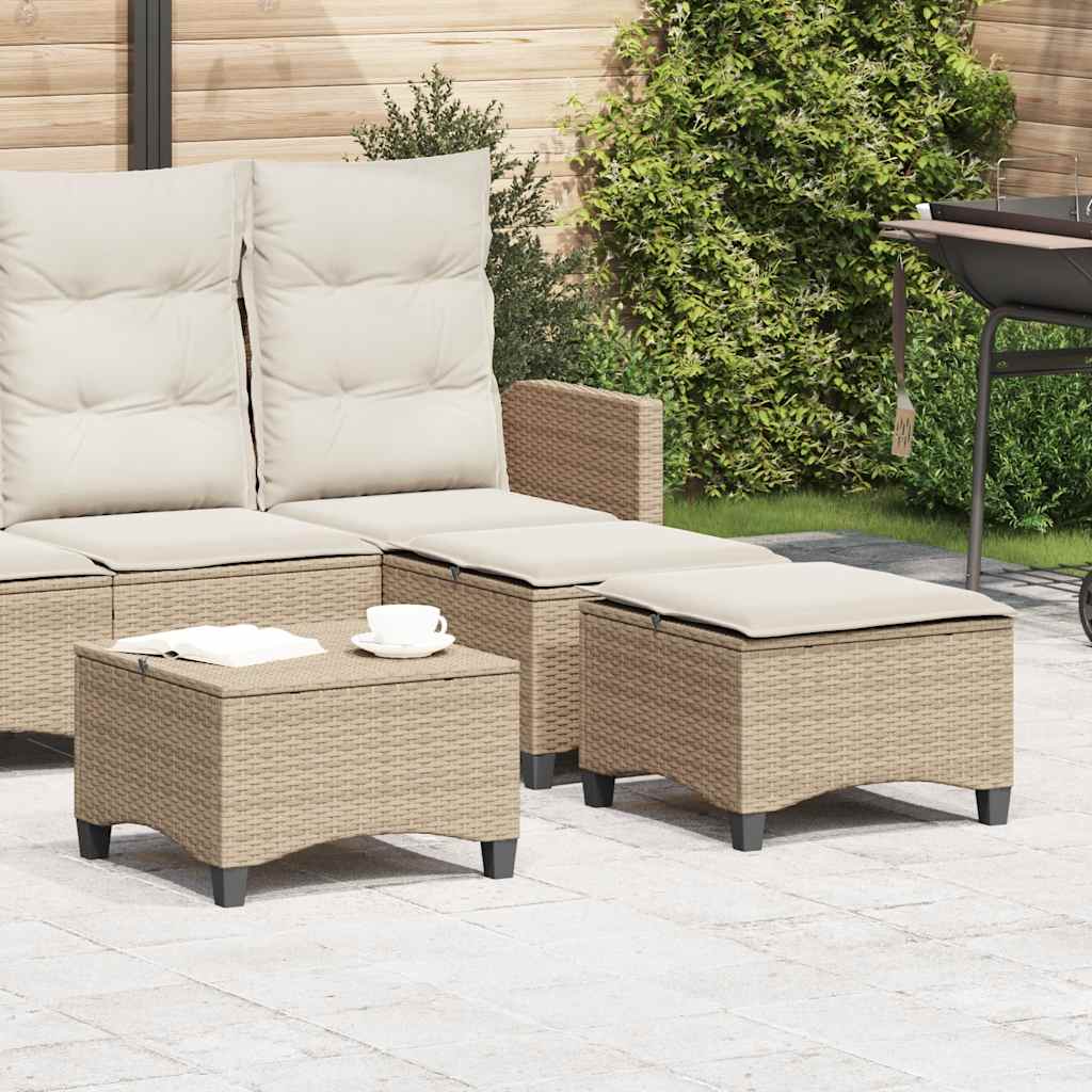 vidaXL Gartenhocker mit Kissen 2 Stk. Beige 55x55x36 cm Poly Rattan